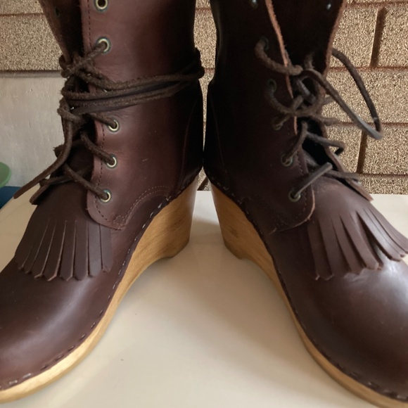 No. 6 Deep Malbec Lace up W/Kiltie Clog Boots Women’s Size 38 Beautiful! - Picture 4 of 12